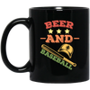 Beer And Baseball, Retro Baseball, American Football, Baseball Gift Black Mug