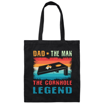 Retro Dad, The Man, The Cornhole Legend, Retro Cornhole Canvas Tote Bag