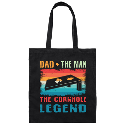 Retro Dad, The Man, The Cornhole Legend, Retro Cornhole Canvas Tote Bag