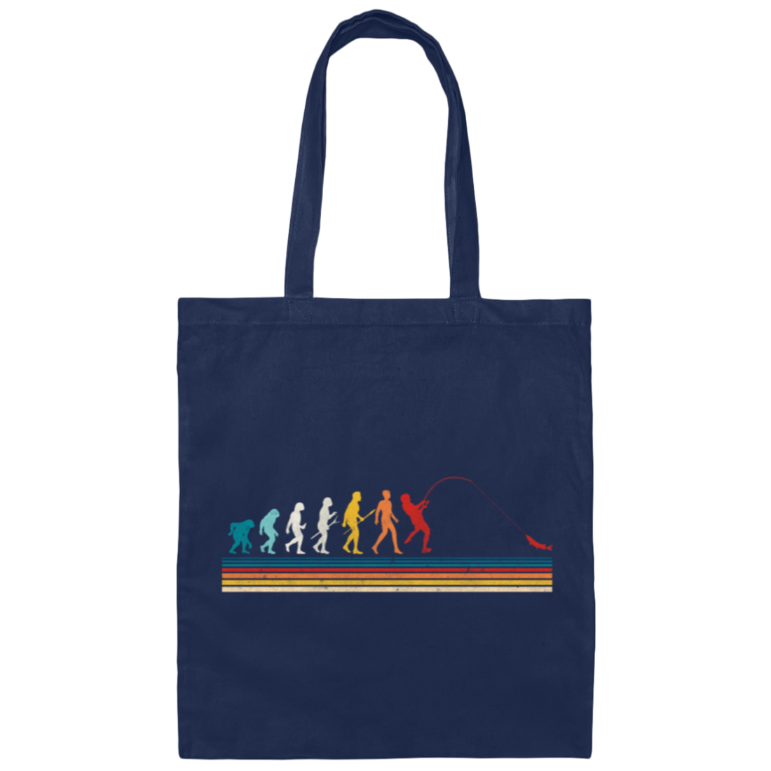 Vintage Fishing Evolution Of Man, Retro Fisherman Canvas Tote Bag