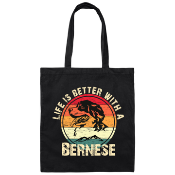 Bernese Mountain Dog, Bernese Mountain Canvas Tote Bag
