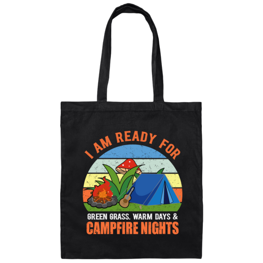 I Am Ready For Campfire, Funny Camping Canvas Tote Bag