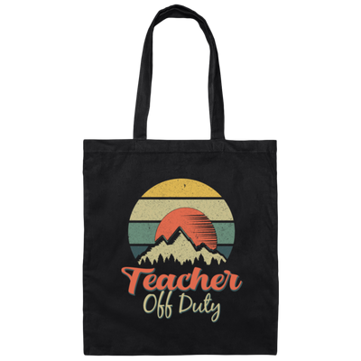 Retro Mountain, Sunset Vintage, Teacher Off Duty, Summer Mountainscape Sunrise Canvas Tote Bag