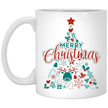 Christmas Tree, Christmas Pattern, Modern Christmas, Merry Christmas, Trendy Christmas White Mug