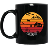 Trekking Camping Hiking Vintage And Retro Camping Outdoor With A Tent And Animals Black Mug