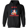 Cute Santa, Happy Santa, Funny Santa, Santa With Gift, Merry Christmas, Trendy Christmas Pullover Hoodie