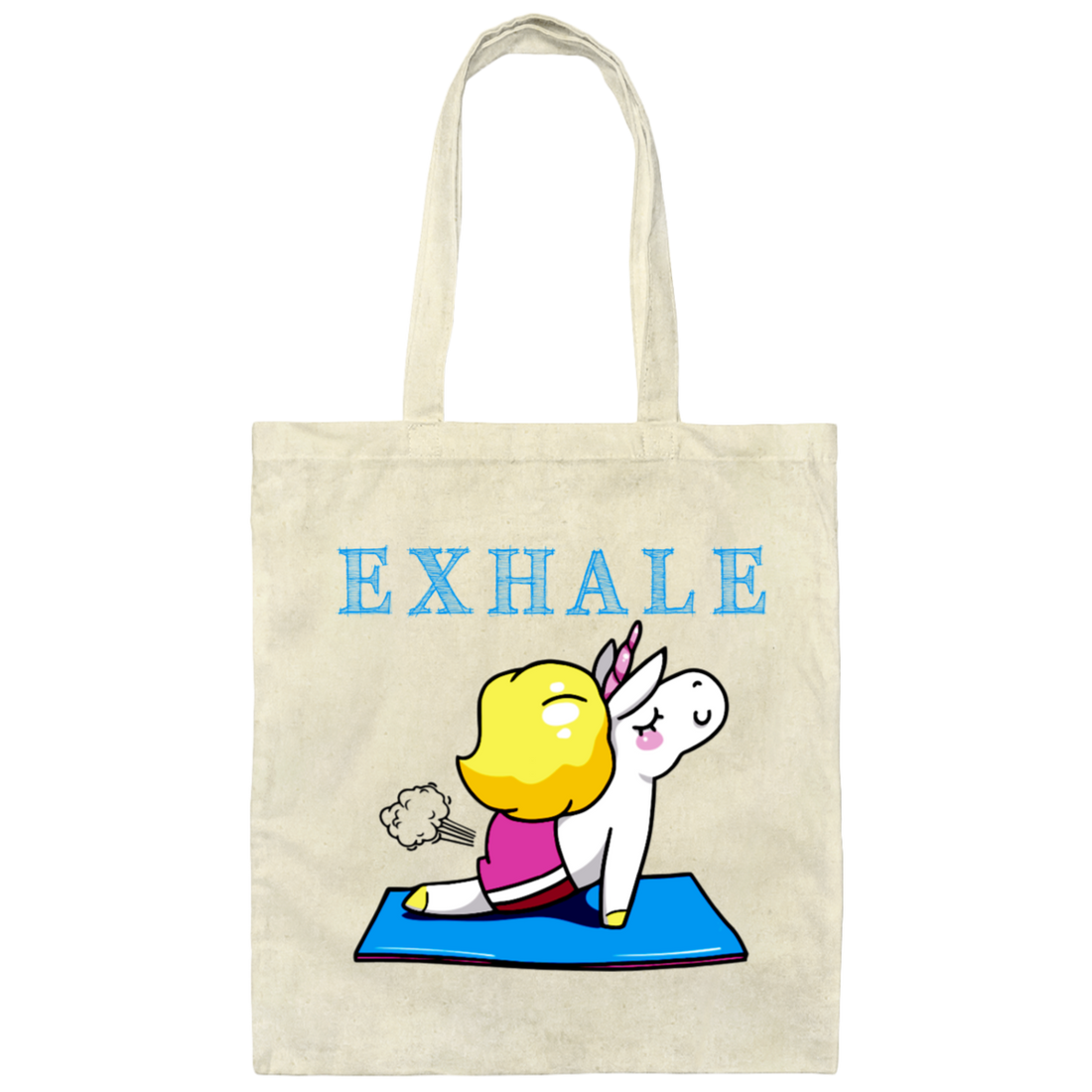 Exhale Unicorn Yoga, Please Exhale, Funny Yoga, Cute Unicorn Do Yoga Canvas Tote Bag