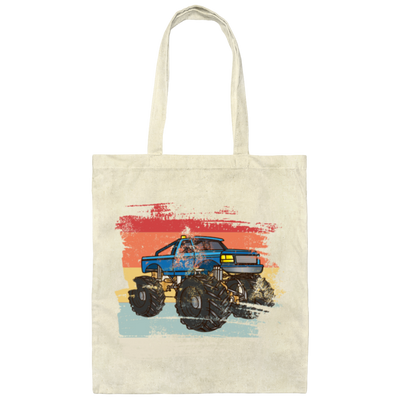 Retro Monster Truck TShirt, Gift For Monster Truck Driver Canvas Tote Bag