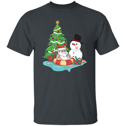 Funnny Santa, Merry Christmas Snow White, Santa In Pool, Trendy Halloween Unisex T-Shirt