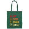 Retro Eat Sleep Crash Repeat - Mountain Biking Canvas Tote Bag