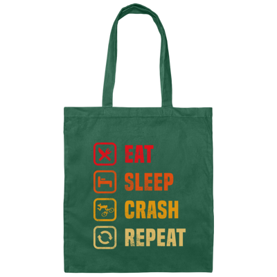 Retro Eat Sleep Crash Repeat - Mountain Biking Canvas Tote Bag