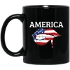 America Flag, USA Flag Lip, Sexy America, July 4th Gift, Best American Black Mug