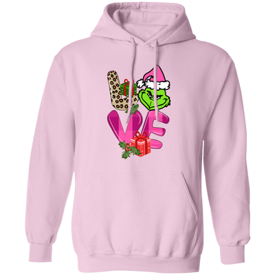 Love Grinch, Pink Grinch, Funny Love Grinch, Trendy Grinch, Merry Christmas, Trendy Christmas Pullover Hoodie