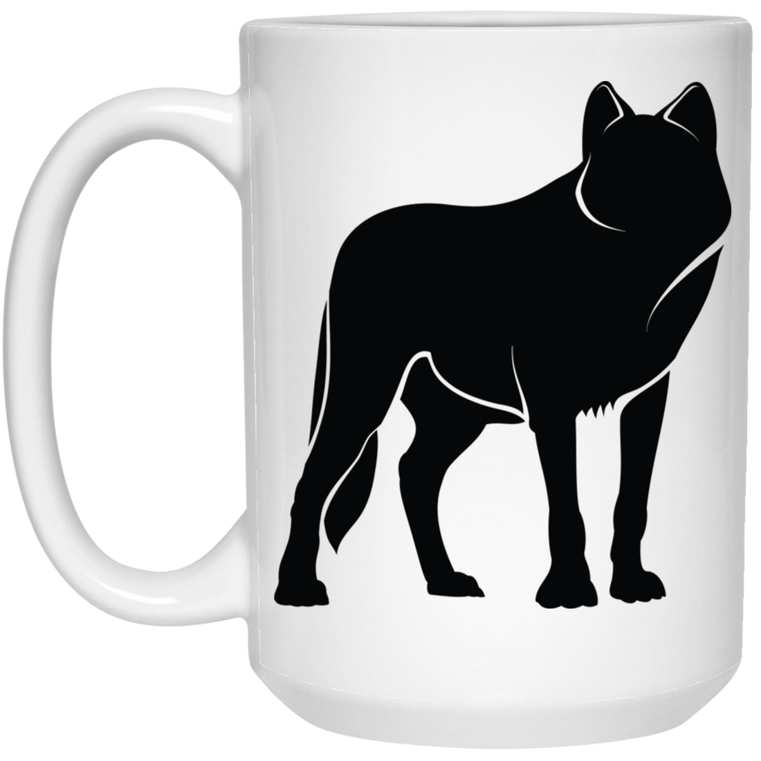 Fox Silhouette, Show Fox, Fox In Abstract, Animal Silhouette Black White Mug