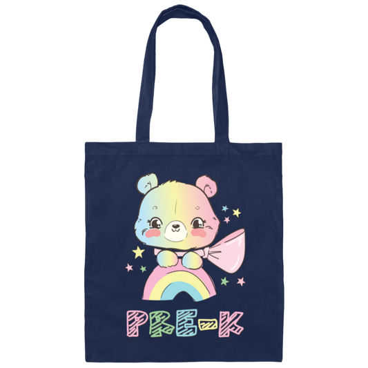 Bear Pre-K, Cute Bear, Cute Teddy, Rainbow Pre-K Canvas Tote Bag