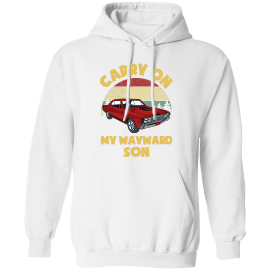 Carry On My Wayward Son, Red Car, Classic Car Pullover Hoodie