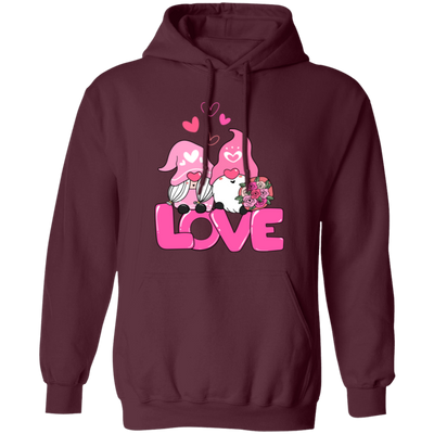 Gnome Couple, Cute Couple, Pink Gnome, Love Couple, Valentine's Day, Trendy Valentine Pullover Hoodie