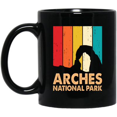 Arches National Park, Retro Arches, Arches Silhouette Black Mug