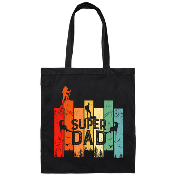 Retro Dad, Super Dad, Hiking Dad, Daddy Love Hiking Canvas Tote Bag