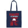 Namaste At The Beach, Retro Yoga, Yoga On Seaside Canvas Tote Bag
