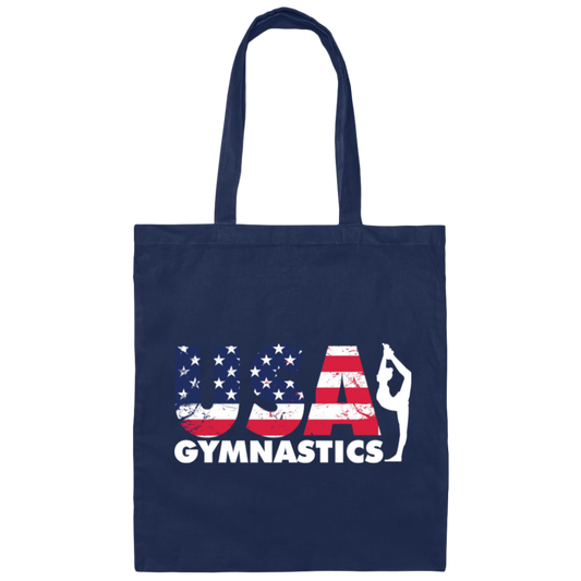 USA Gymnastics American Flag Gymnast Acrobatic Canvas Tote Bag
