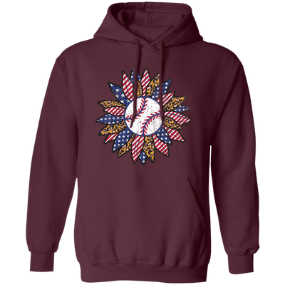 American Baseball, Sunflower Baseball, Leopard Sunflower-1 Pullover Hoodie