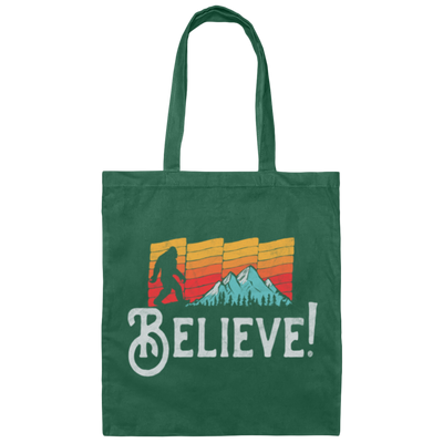 Retro Bigfoot, Believe Bigfoot Sasquatch, Retro Bigfoot Love Gift Canvas Tote Bag