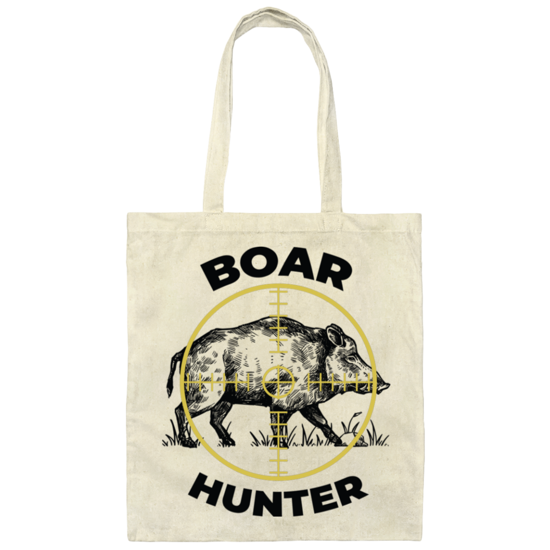 Boar Hunter, Wild Animal Hunter, Retro Boar, Boar Lover Canvas Tote Bag