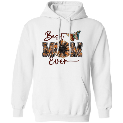 Best Mom Ever, Mother's Day, Sunflower Mom, Butterfly Pullover Hoodie