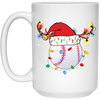 Baseball Christmas, Bright Light Line, Reindeer Xmas Horn, Merry Christmas, Trendy Christmas White Mug