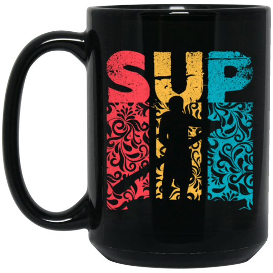 Time For Summer SUP, Paddle Board For Everyone Love Boating Black Mug