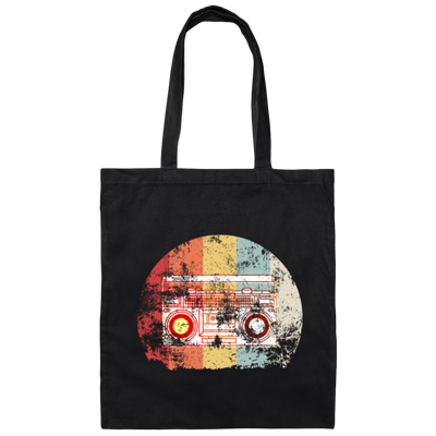 Retro Radio Colorful Music Gift Idea Vintage Style Canvas Tote Bag