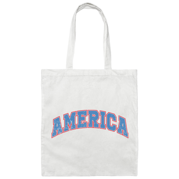 America Text, American Patriotic, 4th July Retro, 4th July Canvas Tote Bag