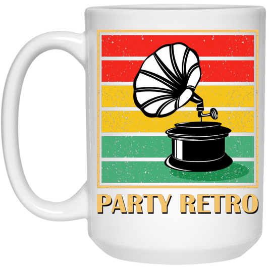Retro Grammophone, Party Retro, Retro Music White Mug