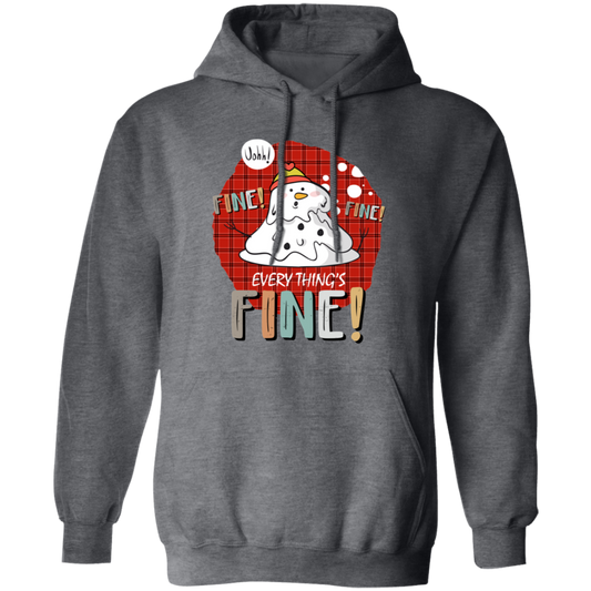 It's Fine, Everythings Fine, Melting Snowman, Plaid Xmas, Merry Christmas, Trendy Christmas Pullover Hoodie