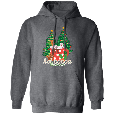 Hot Cocoa Season, Cute Cocoa Cup, Cute Mashmallow, Merry Christmas, Trendy Christmas Pullover Hoodie