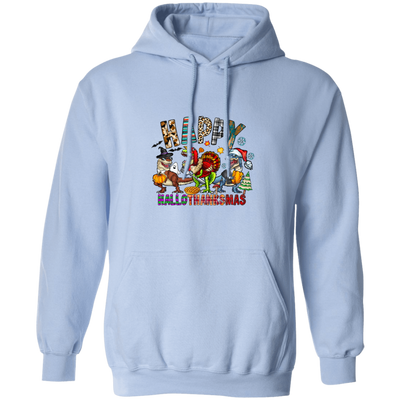 Happy Hallo-Thanks-Mas, Halloween Thanks Giving Christmas, Big Party Pullover Hoodie