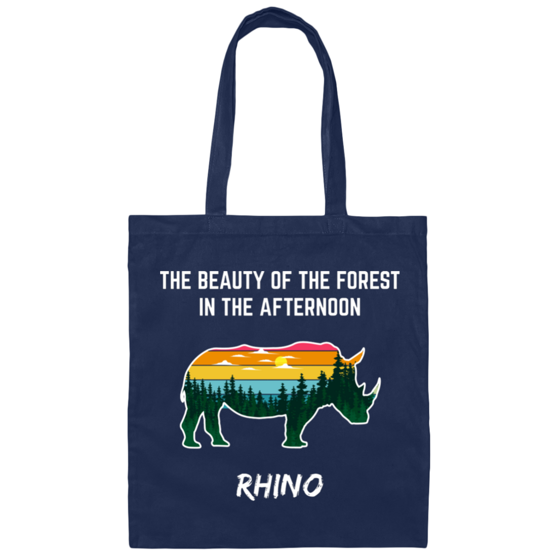 The Beauty Of Forest In The Afternoon Is Rhino, Retro Rhino Canvas Tote Bag