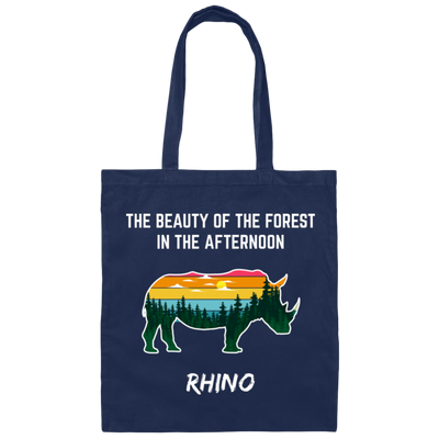 The Beauty Of Forest In The Afternoon Is Rhino, Retro Rhino Canvas Tote Bag