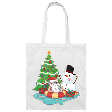 Funnny Santa, Merry Christmas Snow White, Santa In Pool, Trendy Halloween Canvas Tote Bag
