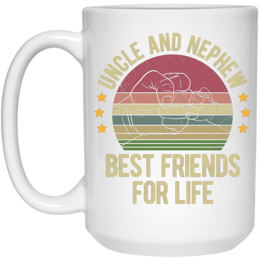 Uncle And Nephew, Best Friends For Life, Retro Nephew With Uncle White Mug