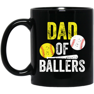 Funny Baseball, Dad Of Ballers Trending, Softball Lover Gift, Sport Player Black Mug