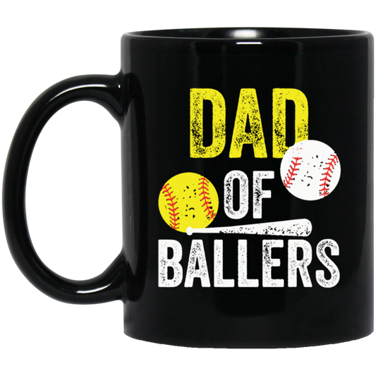 Funny Baseball, Dad Of Ballers Trending, Softball Lover Gift, Sport Player Black Mug