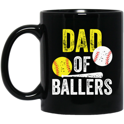 Funny Baseball, Dad Of Ballers Trending, Softball Lover Gift, Sport Player Black Mug