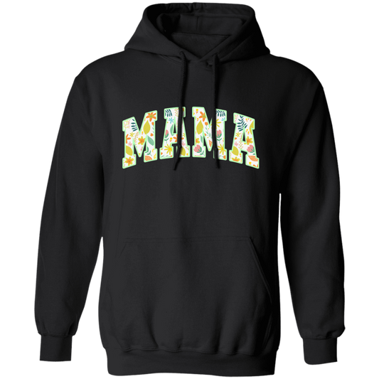 Mama Gift, Floral Mama, Mama Varsity, Mama Design, Mother's Day-green Pullover Hoodie