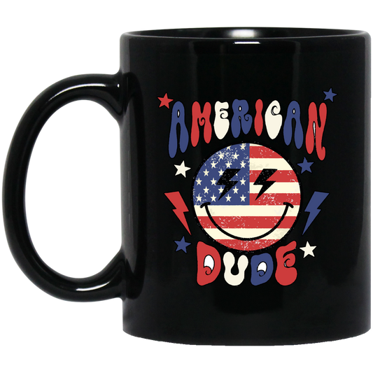 American Dude, Proud Of America, American Smile, Retro American Black Mug