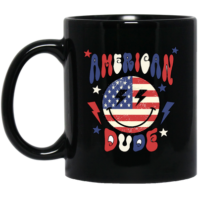 American Dude, Proud Of America, American Smile, Retro American Black Mug