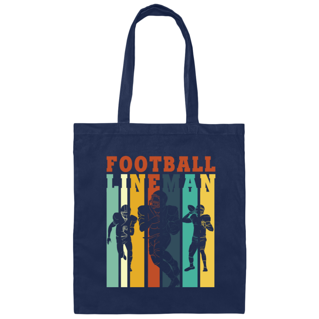 Retro Football Lineman Retro Offensive Defensive Player Canvas Tote Bag
