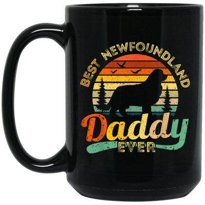 Newfoundland, Dad Love Gift, Best Daddy Dog Ever, Retro Love Dog Gift Black Mug