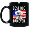 American Flag, Best Dog Dad Ever, Cute Dog, Love American Dog Black Mug